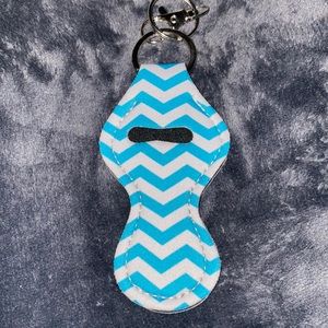 New blue zigzag chapstick holder keychain